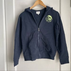 Women’s Navy Diesel Logo Hoodie Size 14 - image 1